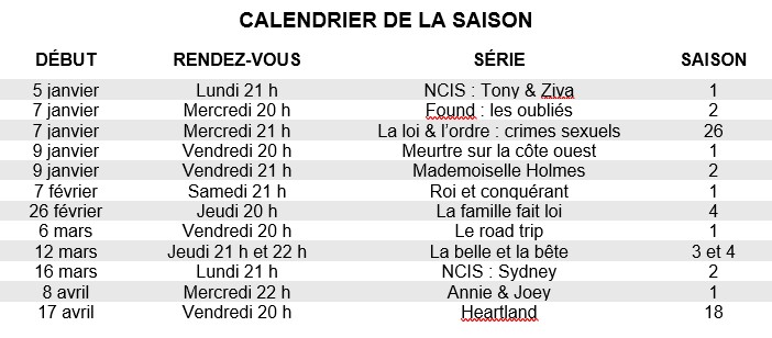 Calendrier de la saison, programmation hiver-printemps 2026